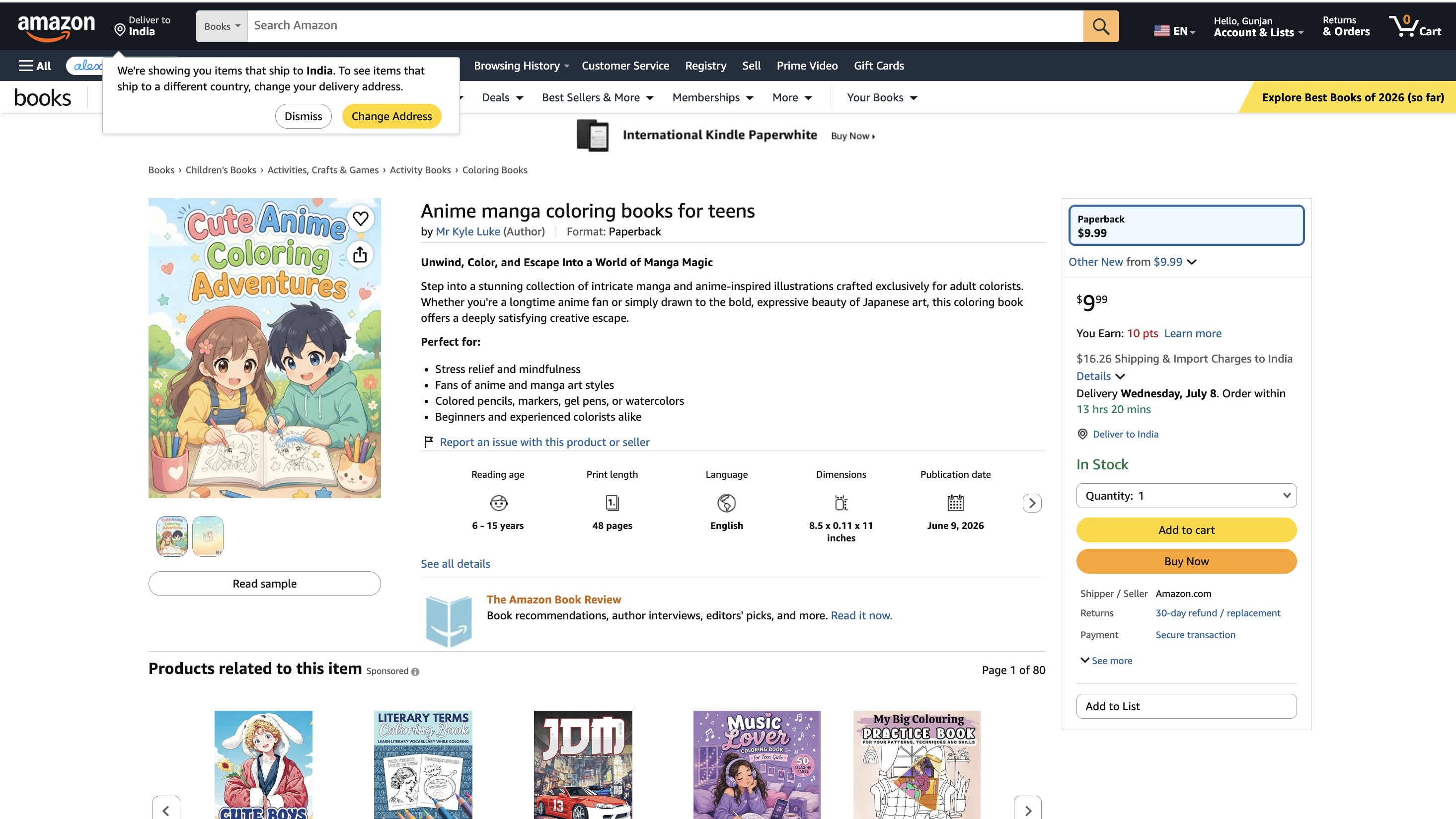 Anime manga coloring books for teens listed on Amazon KDP, published with InkChamps