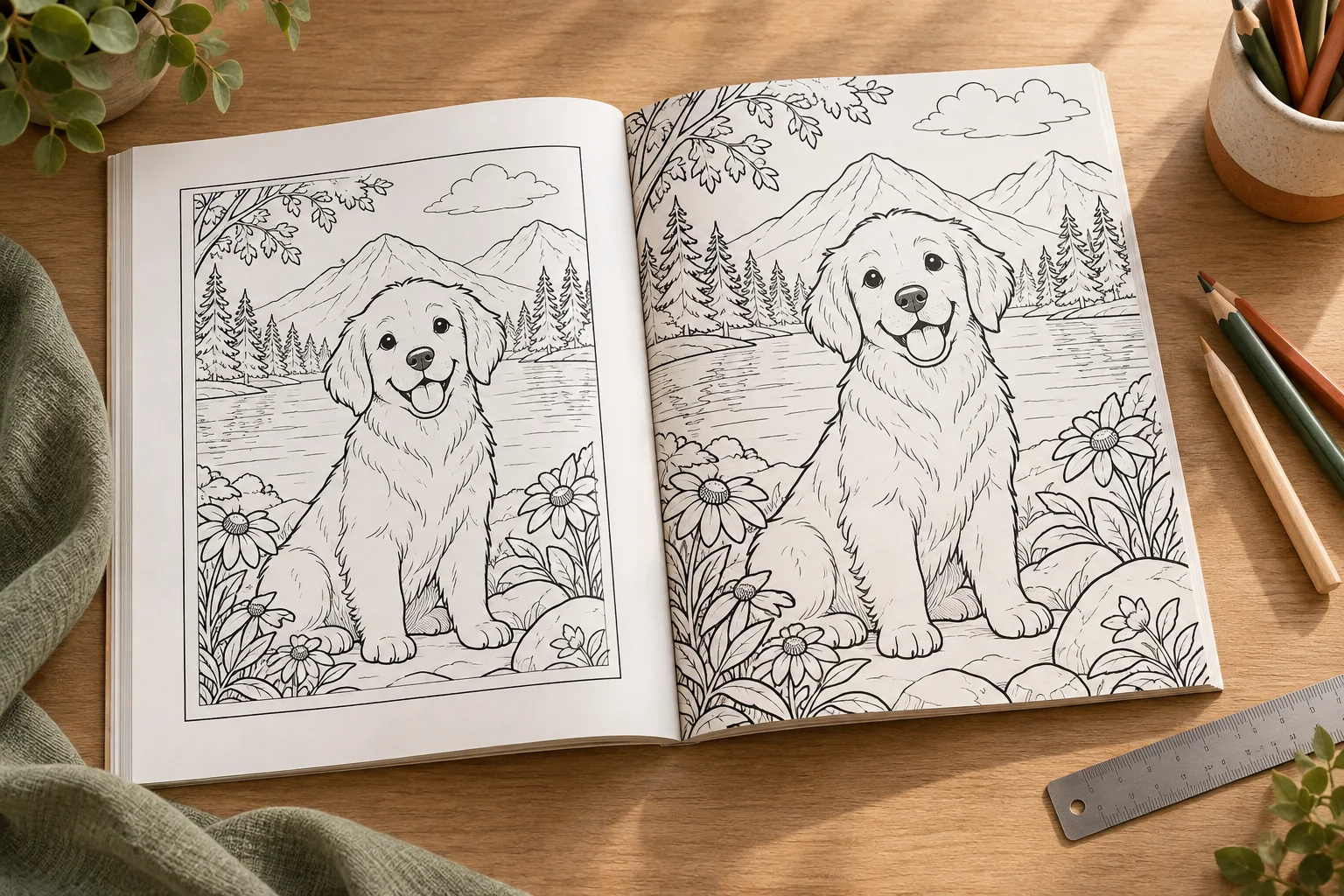 KDP bleed vs no bleed coloring book pages with safe margins and edge-to-edge artwork