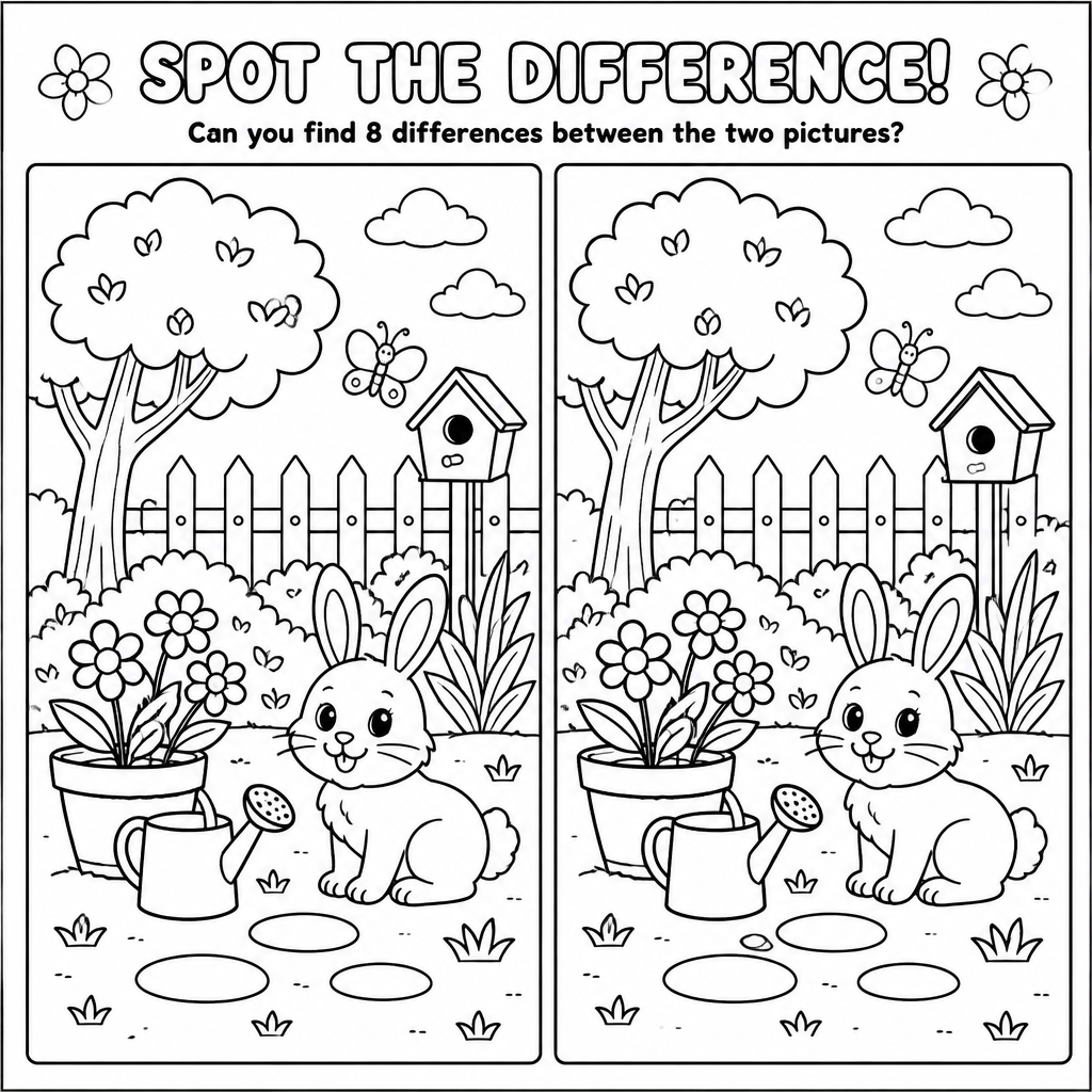 Spot the difference puzzle page created with InkChamps