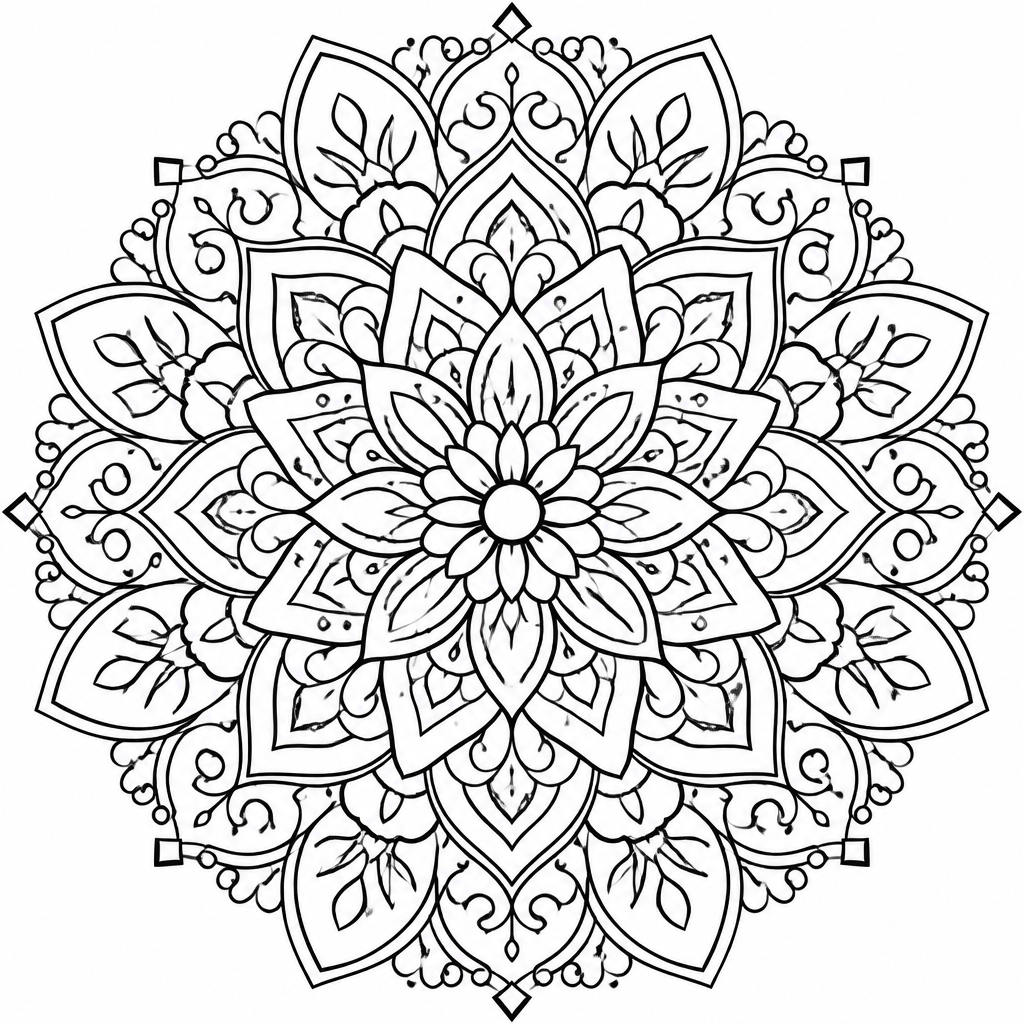 Mandala pattern coloring book page created with InkChamps