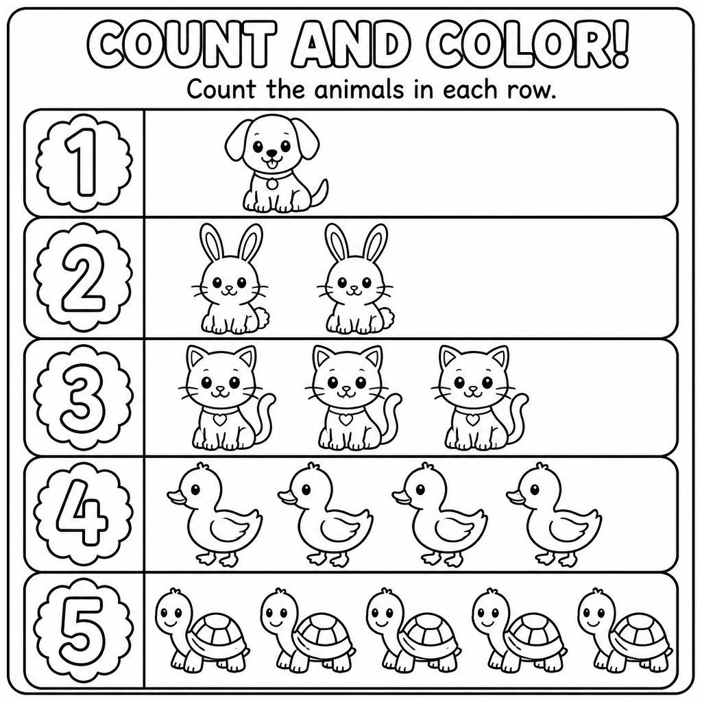 Counting worksheet coloring page created with InkChamps