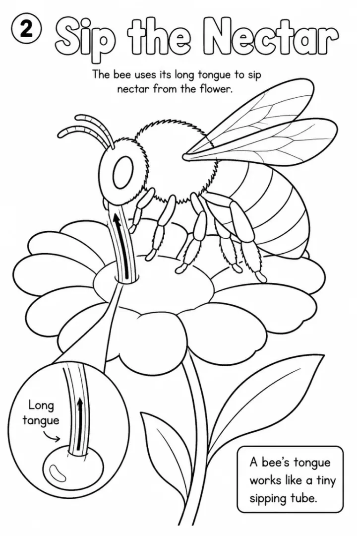 Bees and Pollinators Coloring Book sample page made with InkChamps