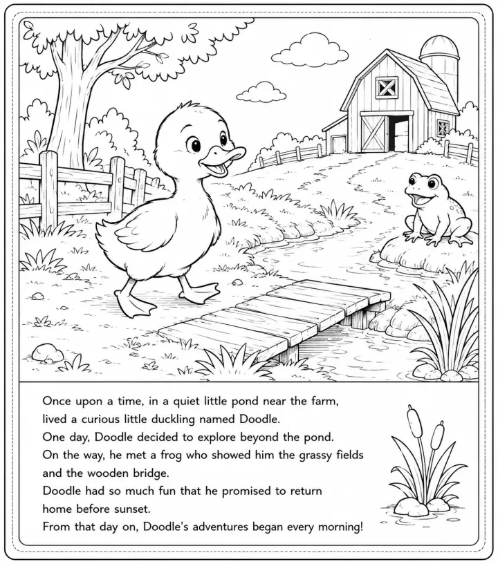 Bird Coloring Book sample page made with InkChamps
