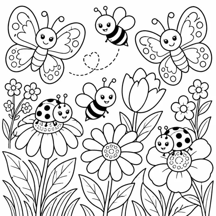 Bug & Insect Coloring Book sample page made with InkChamps