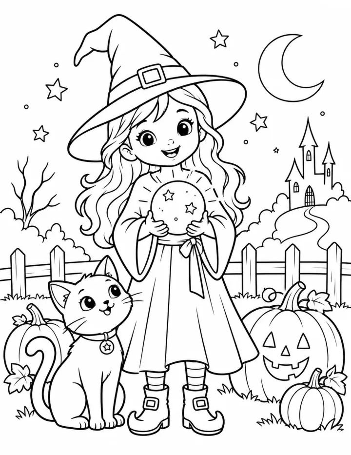 Halloween Coloring Book sample page made with InkChamps
