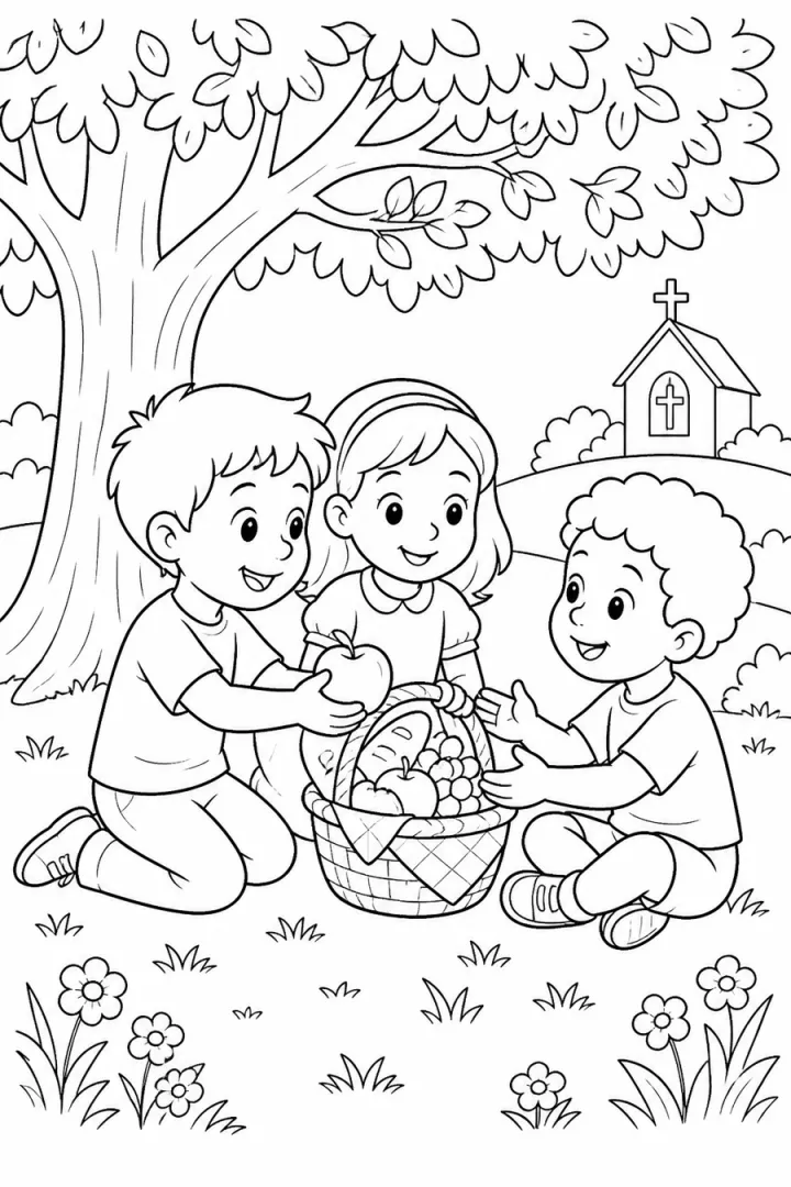 Kindness and Friendship Story Coloring Book sample page made with InkChamps