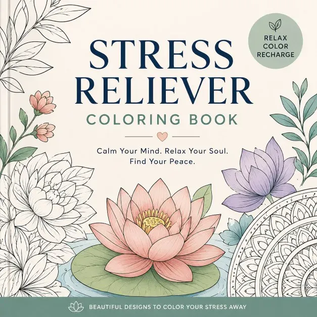Stress Relief Coloring Book sample page made with InkChamps